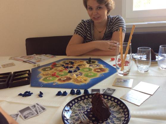 Settlers Game and Vegan Chocolate Cake.